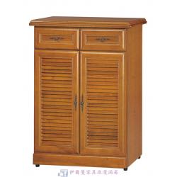 施勝發實木樟木色百葉3尺鞋櫃