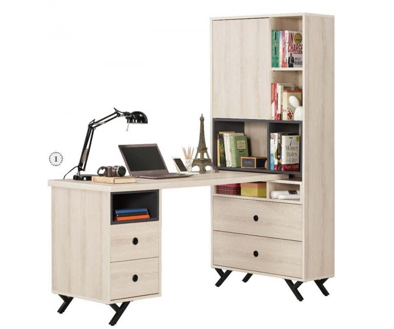 優娜5尺L型四抽書桌