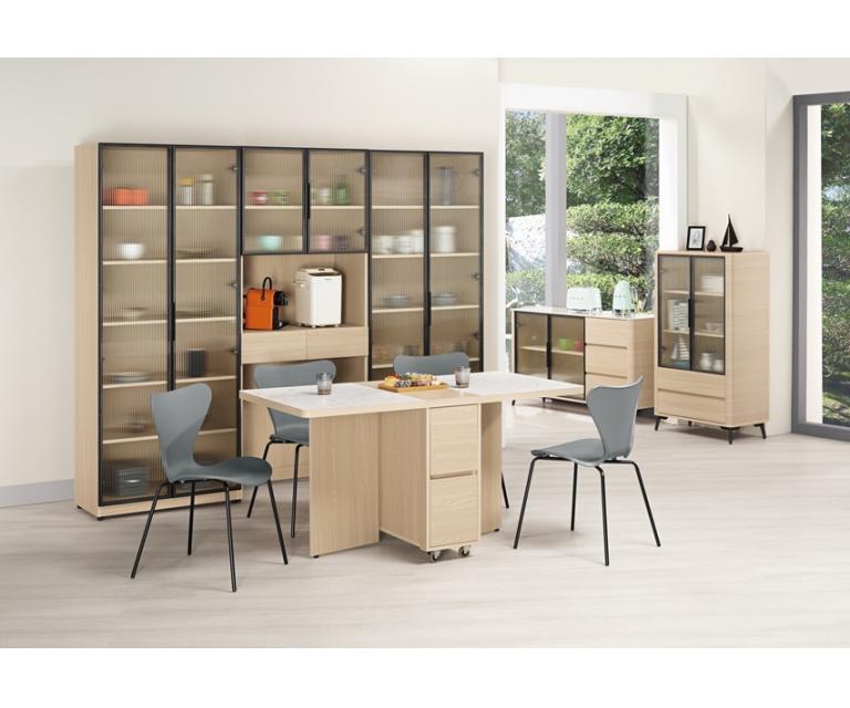 艾維斯2.7尺仿石面多功能組合餐桌櫃(全組)